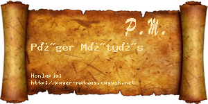 Páger Mátyás névjegykártya